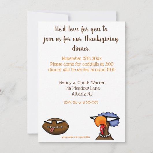 Invitations drôle d'Humour de Thanksgiving (Dos)