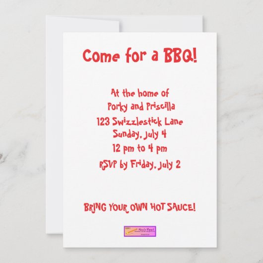 Invitations drôles effrayées de partie de BBQ de (Dos)