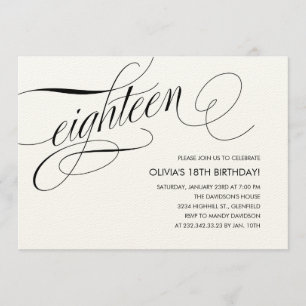Invitations du 18e anniversaire blanc contemporain