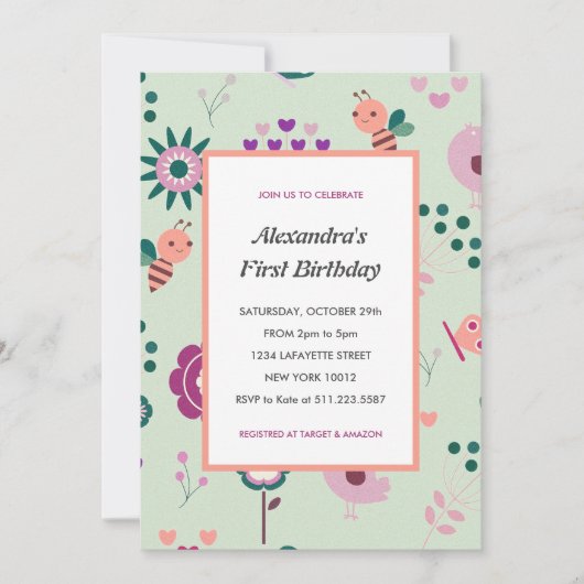 Invitations du 1er jour d'abeille Pink Bumblebee (Devant)