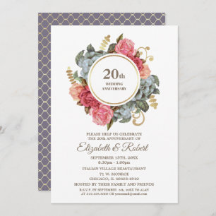 Invitations du 20e anniversaire du Mariage