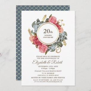 Invitations du 20e anniversaire du Mariage