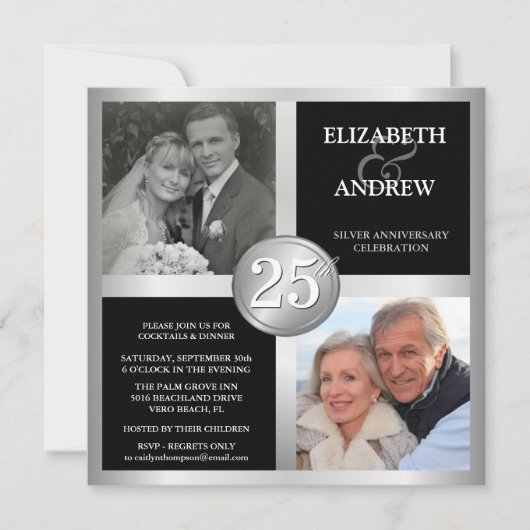 Invitations du 25e anniversaire avec 2 photos (Devant)