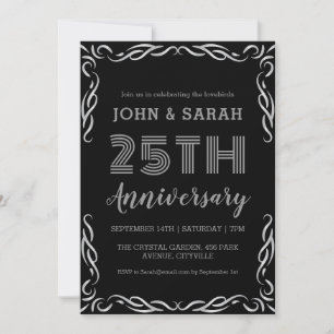 invitations du 25e anniversaire de mariage argent 