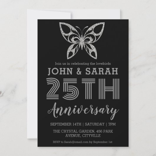 invitations du 25e anniversaire de mariage argent (Devant)