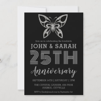 invitations du 25e anniversaire de mariage argent 