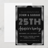 invitations du 25e anniversaire de mariage argent (Devant / Derrière)