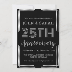 invitations du 25e anniversaire de mariage argent