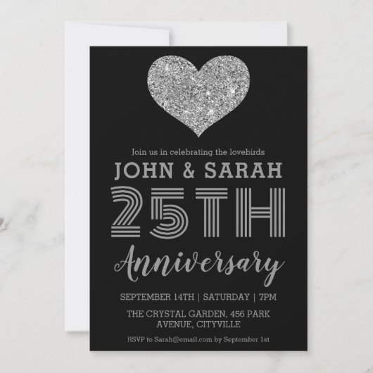 invitations du 25e anniversaire de mariage argent  (Devant)