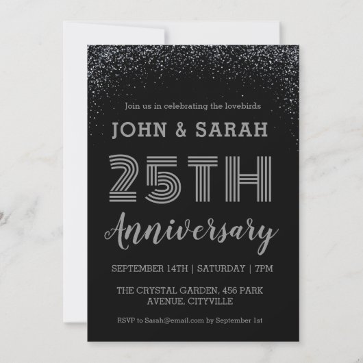 invitations du 25e anniversaire de mariage argent  (Devant)