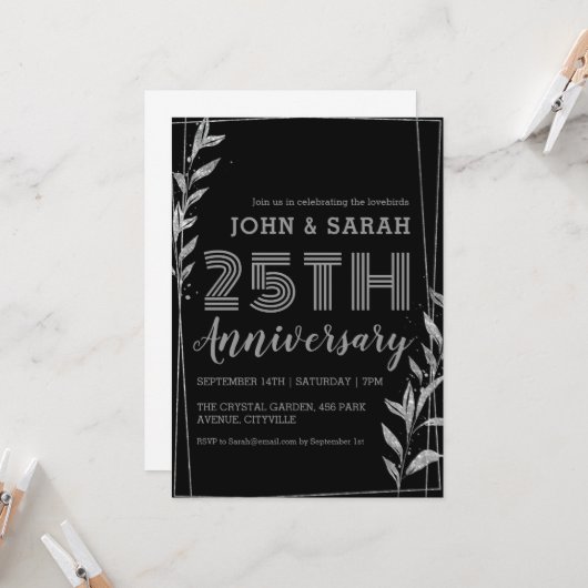 invitations du 25e anniversaire de mariage argent (Devant/Arrière en situation)