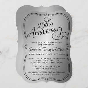Invitations du 25e anniversaire du Mariage d'argen