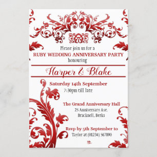 Invitations du 40e anniversaire de Floral Ruby