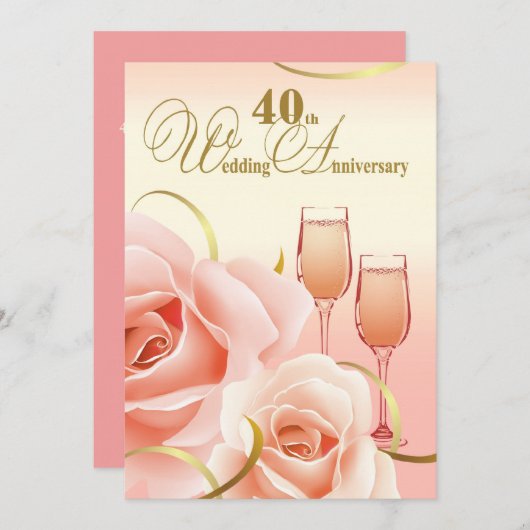 Invitations du 40e anniversaire du Mariage (Devant / Derrière)