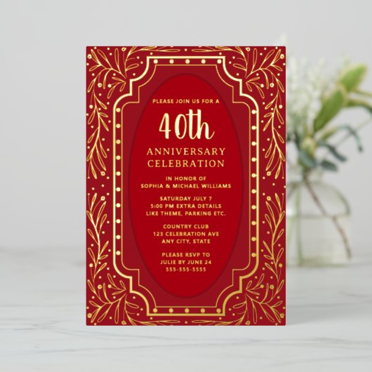 Invitations du 40e anniversaire du Mariage Ruby Re (Debout devant)