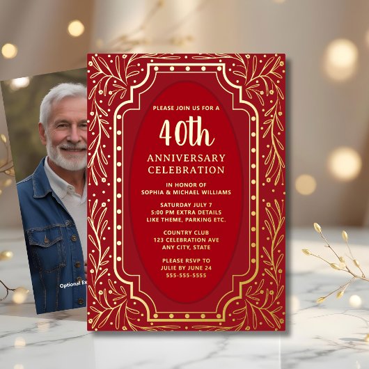 Invitations du 40e anniversaire du Mariage Ruby Re