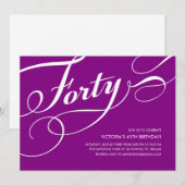 Invitations du 40e anniversaire pourpre (Devant / Derrière)