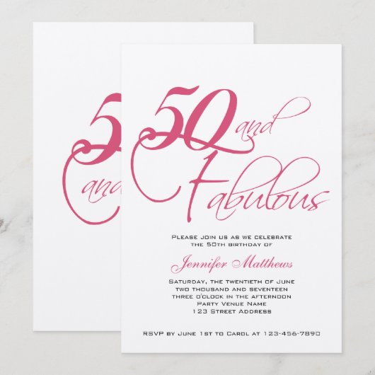 Invitations du 50e anniversaire de l'argent noir r (Devant / Derrière)