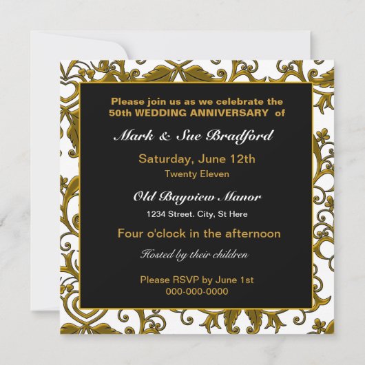 Invitations du 50e anniversaire du Mariage (Dos)