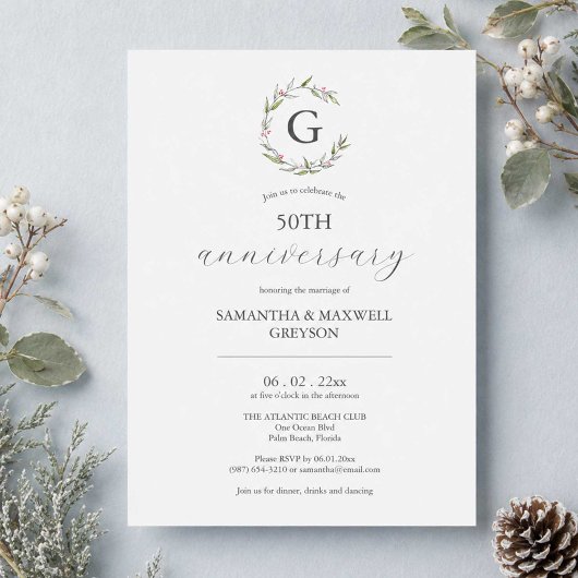 Invitations du 50e anniversaire du Mariage Botaniq