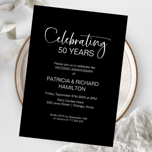 Invitations du 50e anniversaire du Mariage chic