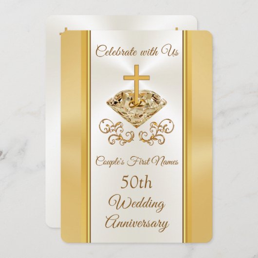 Invitations du 50e anniversaire du Mariage chrétie (Devant / Derrière)