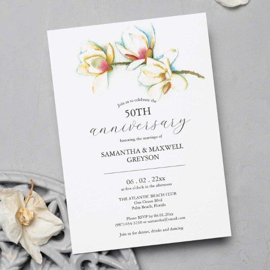 Invitations du 50e anniversaire du Mariage Floral