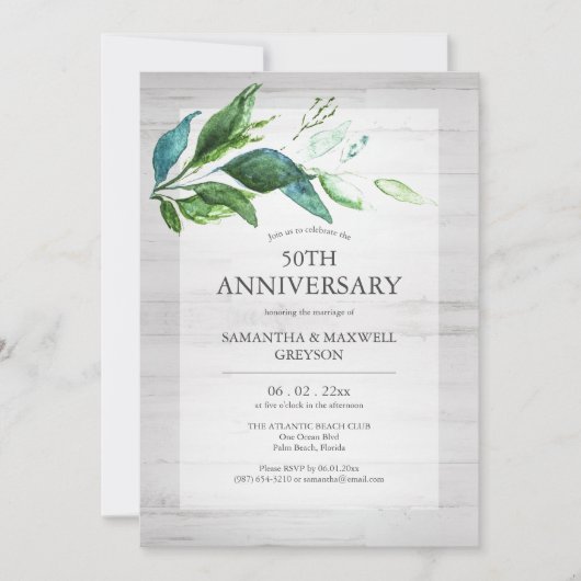 Invitations du 50e anniversaire du Mariage rustiqu (Devant)