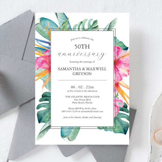 Invitations du 50e anniversaire du Mariage Tropica