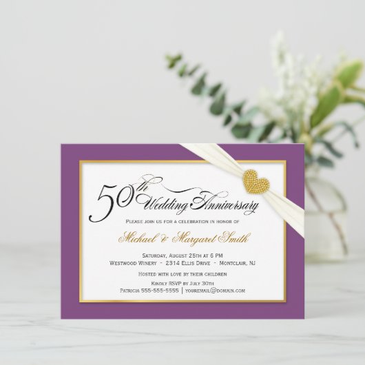 Invitations du 50e anniversaire du Mariage - viole (Debout devant)