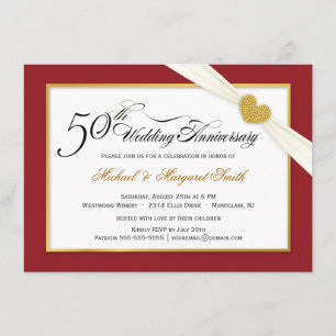 Invitations du 50e anniversaire - Rouge & Or