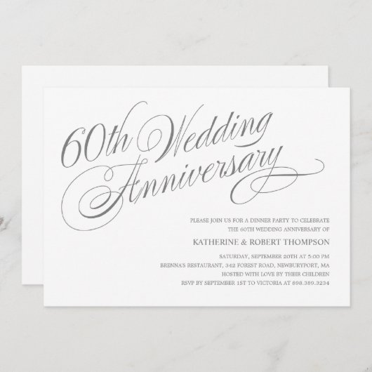 Invitations du 60e anniversaire du Mariage (Devant / Derrière)