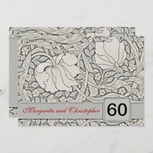 Invitations du 60e anniversaire du mariage (Devant / Derrière)