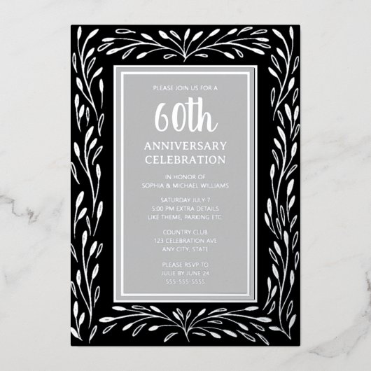 Invitations du 60e anniversaire du Mariage Black G (Recto)