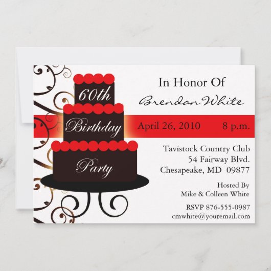 Invitations du 60e anniversaire rouge (Devant)