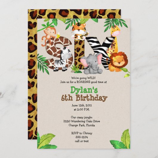 Invitations du 6e anniversaire de la Jungle (Devant / Derrière)