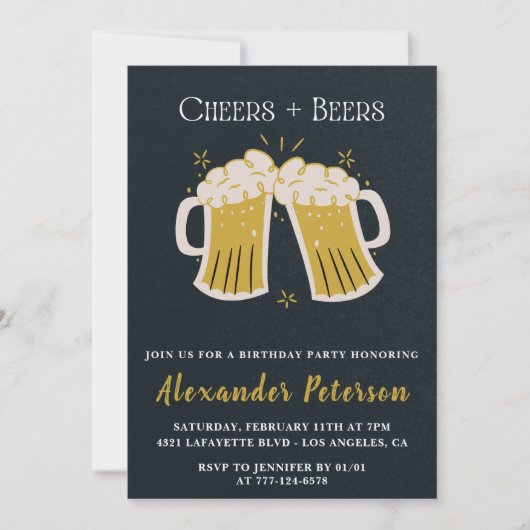 Invitations du 89e anniversaire Cheers Beer Rustic (Devant)