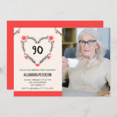 Invitations du 90e anniversaire pour son coeur flo (Devant / Derrière)