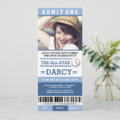 Invitations du Baby shower de base-ball bleu (Debout devant)