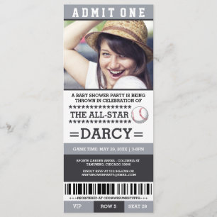 Invitations du Baby shower de base-ball gris et no