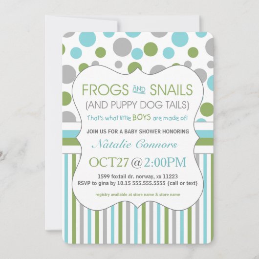 Invitations du Baby shower de l' des grenouilles e (Devant)