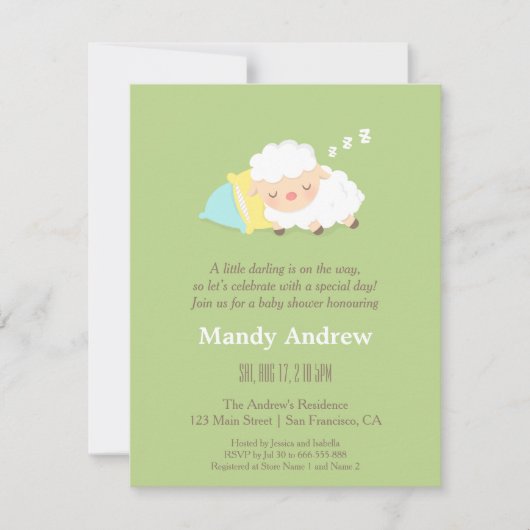 Invitations du Baby shower Little Lamb (Devant)