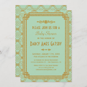 Invitations du Baby shower Mint Art Déco