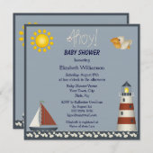 Invitations du Baby shower Nautical Lighthouse & S (Devant / Derrière)