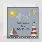 Invitations du Baby shower Nautical Lighthouse & S (Dos)