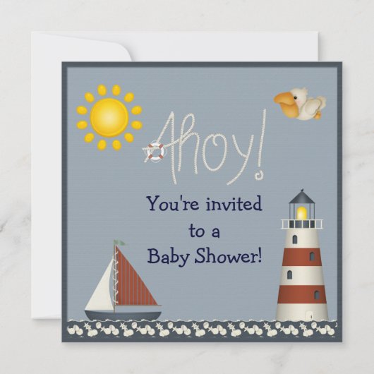 Invitations du Baby shower Nautical Lighthouse & S (Dos)