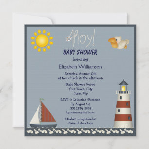 Invitations du Baby shower Nautical Lighthouse & S