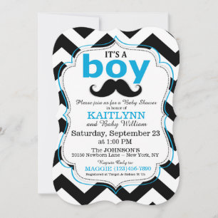 Invitations du Baby shower pour imprimeurs Mustach
