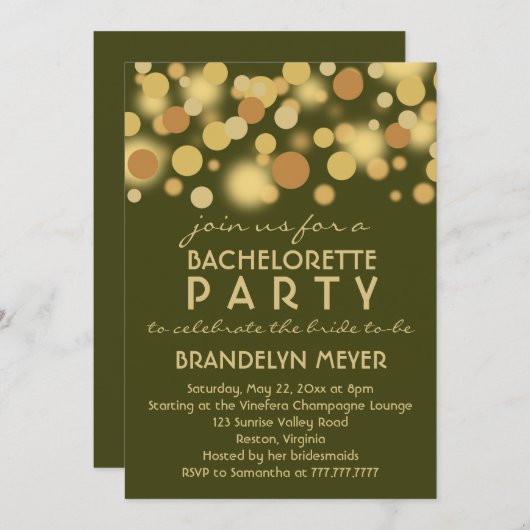 Invitations du Bachelorette Party Bubbles au Champ (Devant / Derrière)