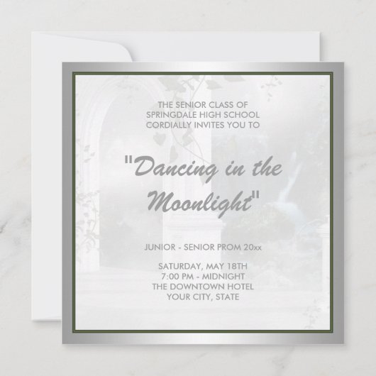 Invitations du bal de fin d'année Prom de danse (Dos)